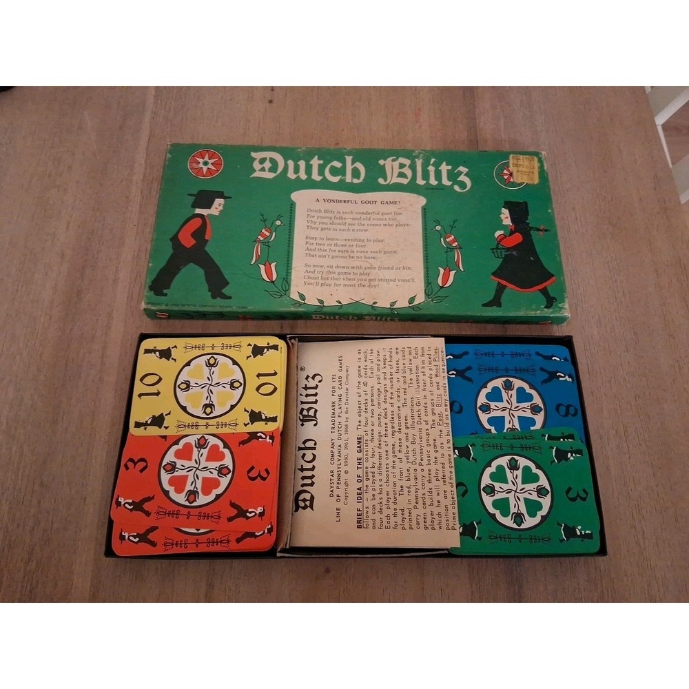Vintage 1968 Dutch Blitz Card Game w/Original Packaging & Instruction Sheet